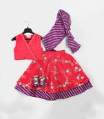 Pink embroidered ghagara with angrakha blouse