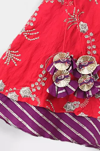 Pink embroidered ghagara with angrakha blouse