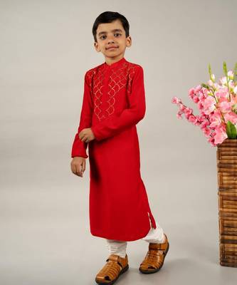 Red sequence kurta set 1
