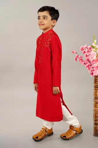 Red sequence kurta set