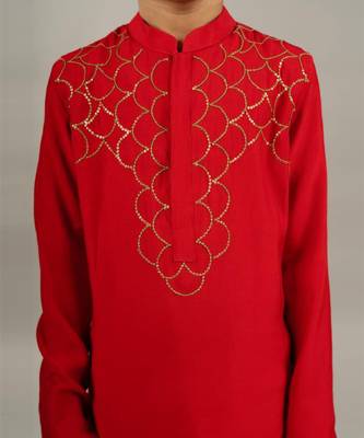 Red sequence kurta set 3