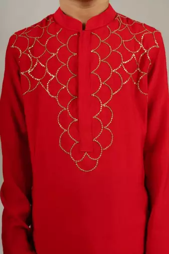 Red sequence kurta set