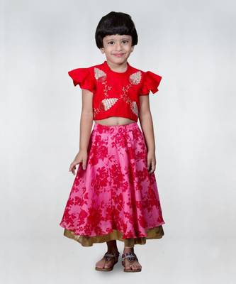 Red kota printed ghagara set 1