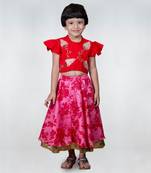 Red kota printed ghagara set