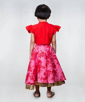 Red kota printed ghagara set 2