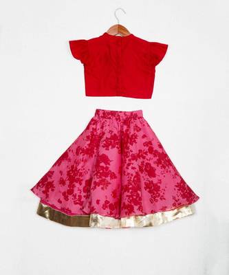 Red kota printed ghagara set 3