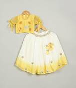 Yellow shaded embroidered  ghagara set