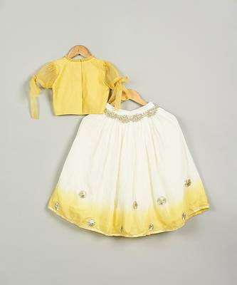 Yellow shaded embroidered  ghagara set 2
