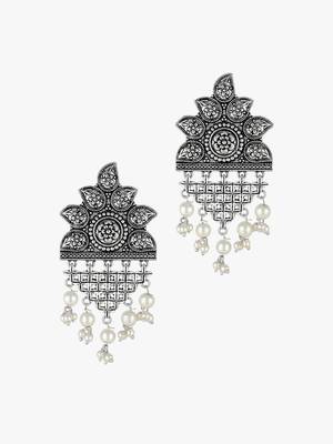 Women silver-plated contemporary drop earrings 4