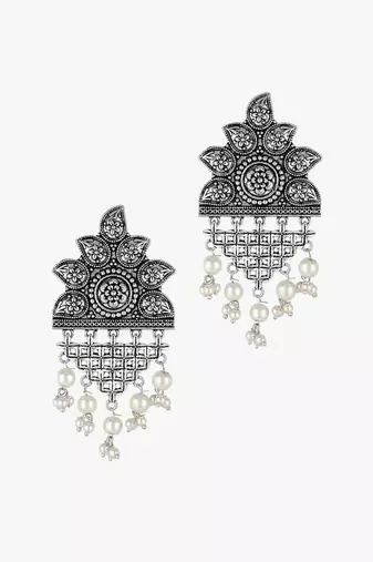 Women silver-plated contemporary drop earrings