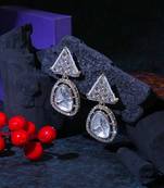 Gold-plated kundan-studed drop earrings