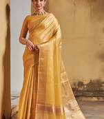 YELLOW BEAUTIFUL MAHESHWARI  SILK SAREE