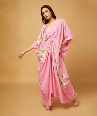 Pink cowl style kaftan 2