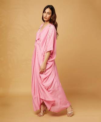 Pink cowl style kaftan 4