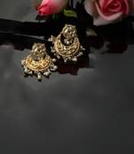 Gold & white drop earring with kundan & pearls