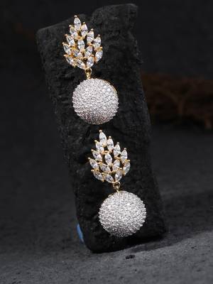 Women gold plated cz stone-studded drop earring 1
