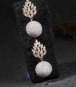 Women gold plated cz stone-studded drop earring