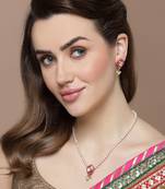 Pink & gold haar necklace with kundan & pearls