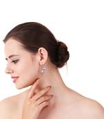 Women  silver oxidised  peacock designed drop earring