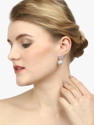 Women gold plated cz stone-studded drop earring 2