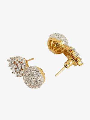 Women gold plated cz stone-studded drop earring 5
