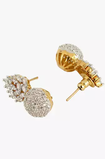 Women gold plated cz stone-studded drop earring