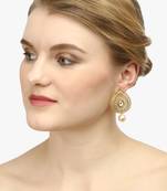 Women gold plated  stone and pearl  drop earrings