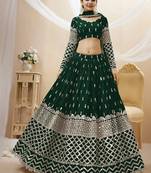 Alluring Green Sequins Georgette Bridesmaid Lehenga Choli With Dupatta