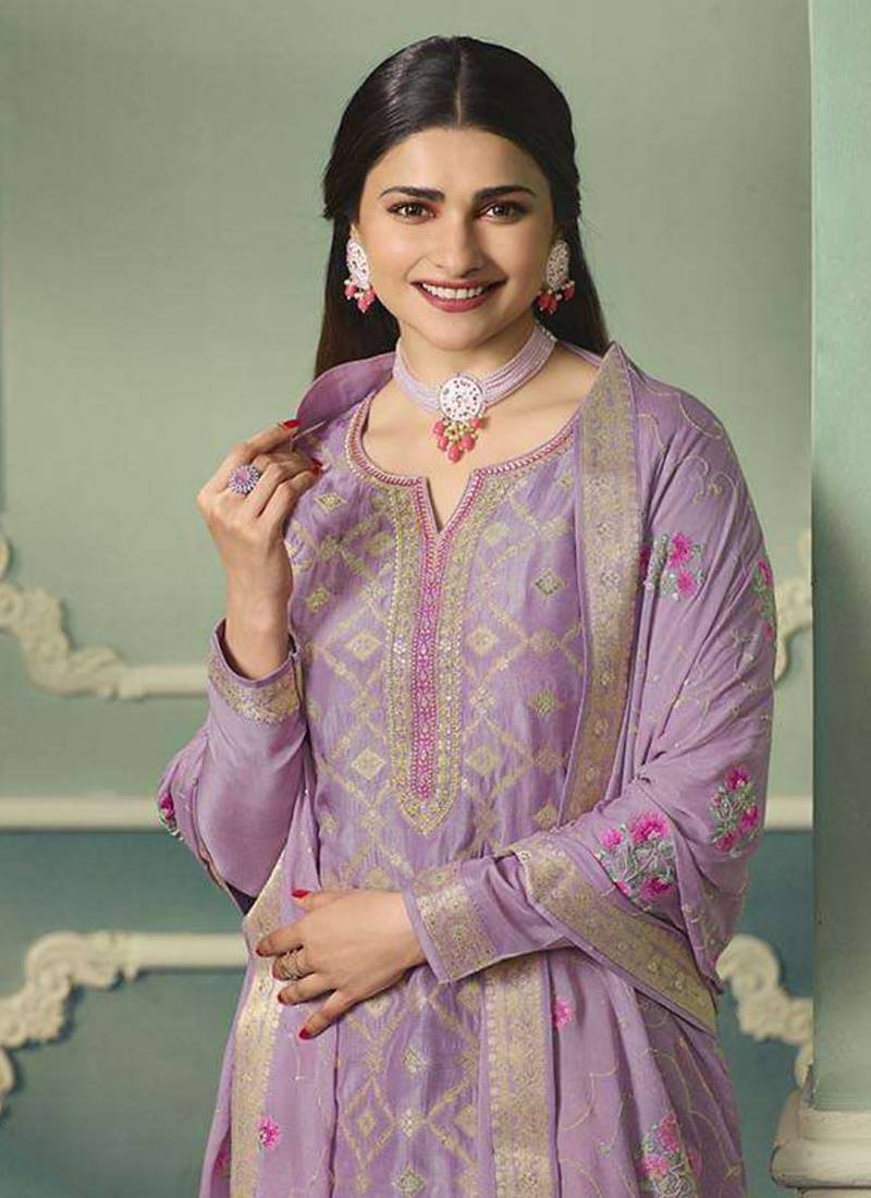 Violet Silk Straight Suit For Women Ethnic Wear