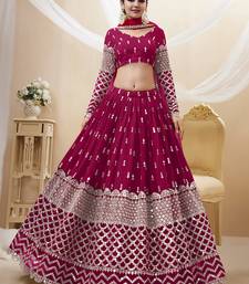 hot pink sequins georgette lehenga set choli with dupatta with dupatta
