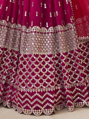hot pink sequins georgette lehenga set choli with dupatta with dupatta 6