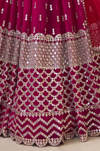 hot pink sequins georgette lehenga set choli with dupatta with dupatta