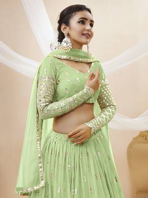 pista sequins georgette lehenga set choli with dupatta with dupatta 2