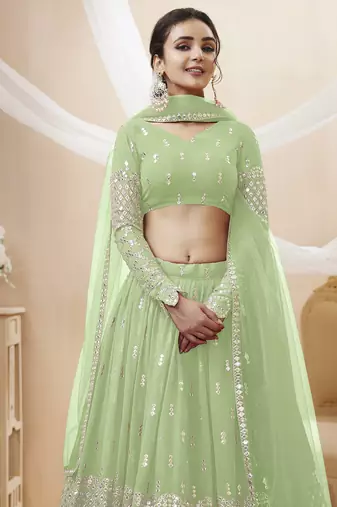 pista sequins georgette lehenga set choli with dupatta with dupatta