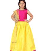 Aarika girls rani-yellow color silk lehenga choli set