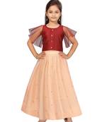 Aarika girls maroon-peach colour lehenga choli