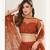 Brown Embroidery Net A Line Lehenga With Blouse
