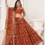 Brown Embroidery Net A Line Lehenga With Blouse