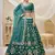 teal green art silk embroidered lehenga set choli with dupatta with net dupatta