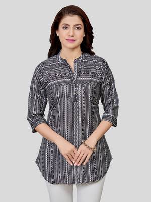  cotton blend printed short kurti 1