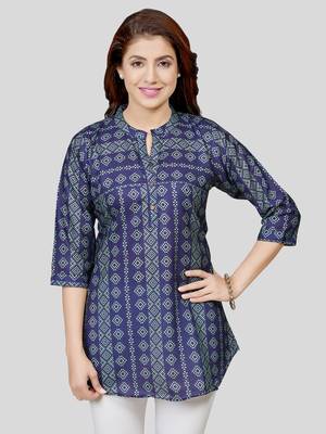  cotton blend printed short kurti 1