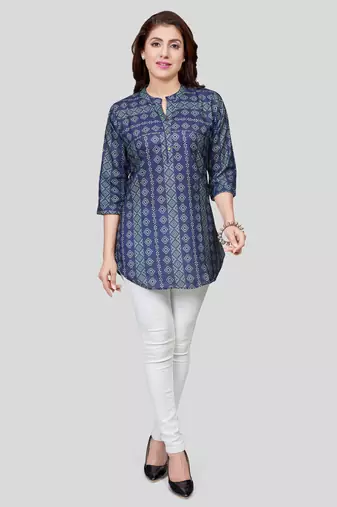  cotton blend printed short kurti