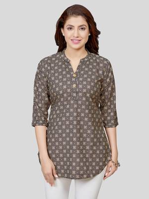  crepe printed short kurti 1