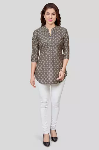  crepe printed short kurti