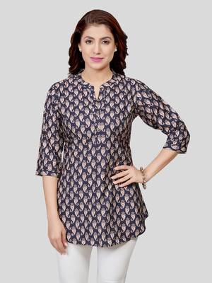  crepe printed short kurti 1