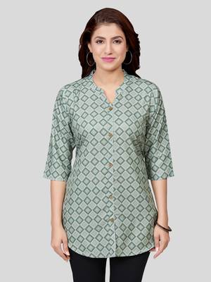  crepe printed short kurti 1