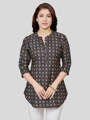  crepe printed short kurti 1