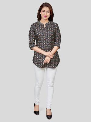  crepe printed short kurti 5