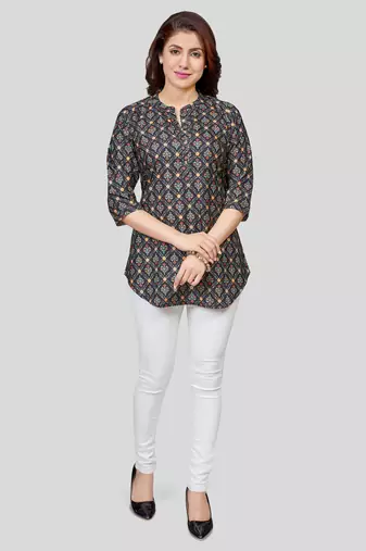  crepe printed short kurti