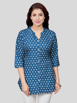  crepe printed short kurti 1